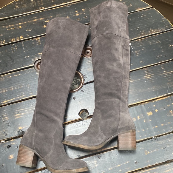 Lucky Brand Over-the-Knee gray Suede Boots - Picture 1 of 17